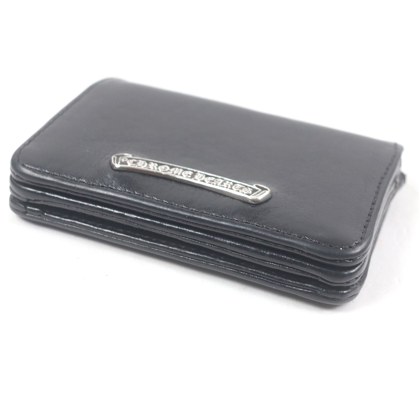 Very Good CHROME HEARTS Card Case Scroll Label 3 Pocket Business