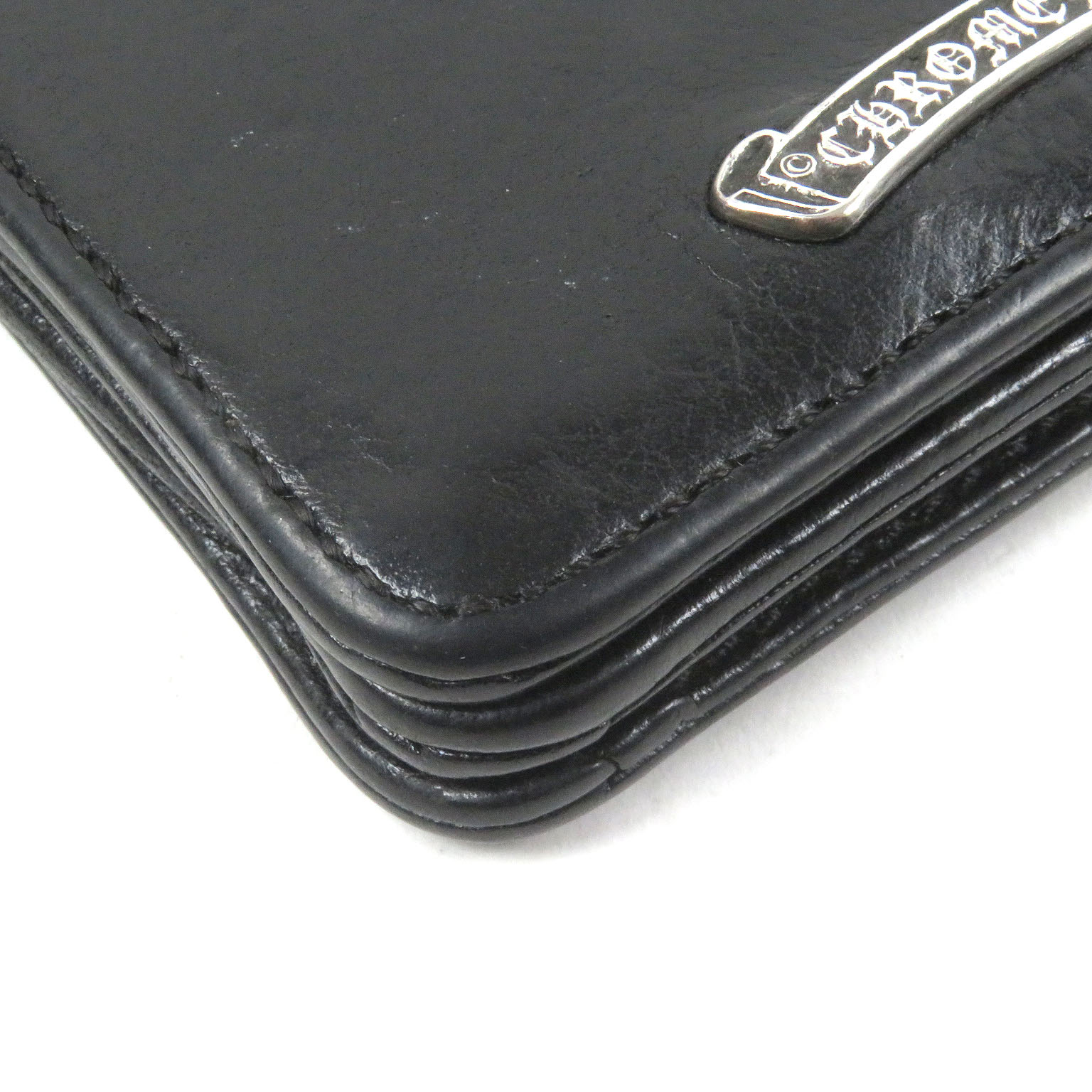 Very Good CHROME HEARTS Card Case Scroll Label 3 Pocket Business 