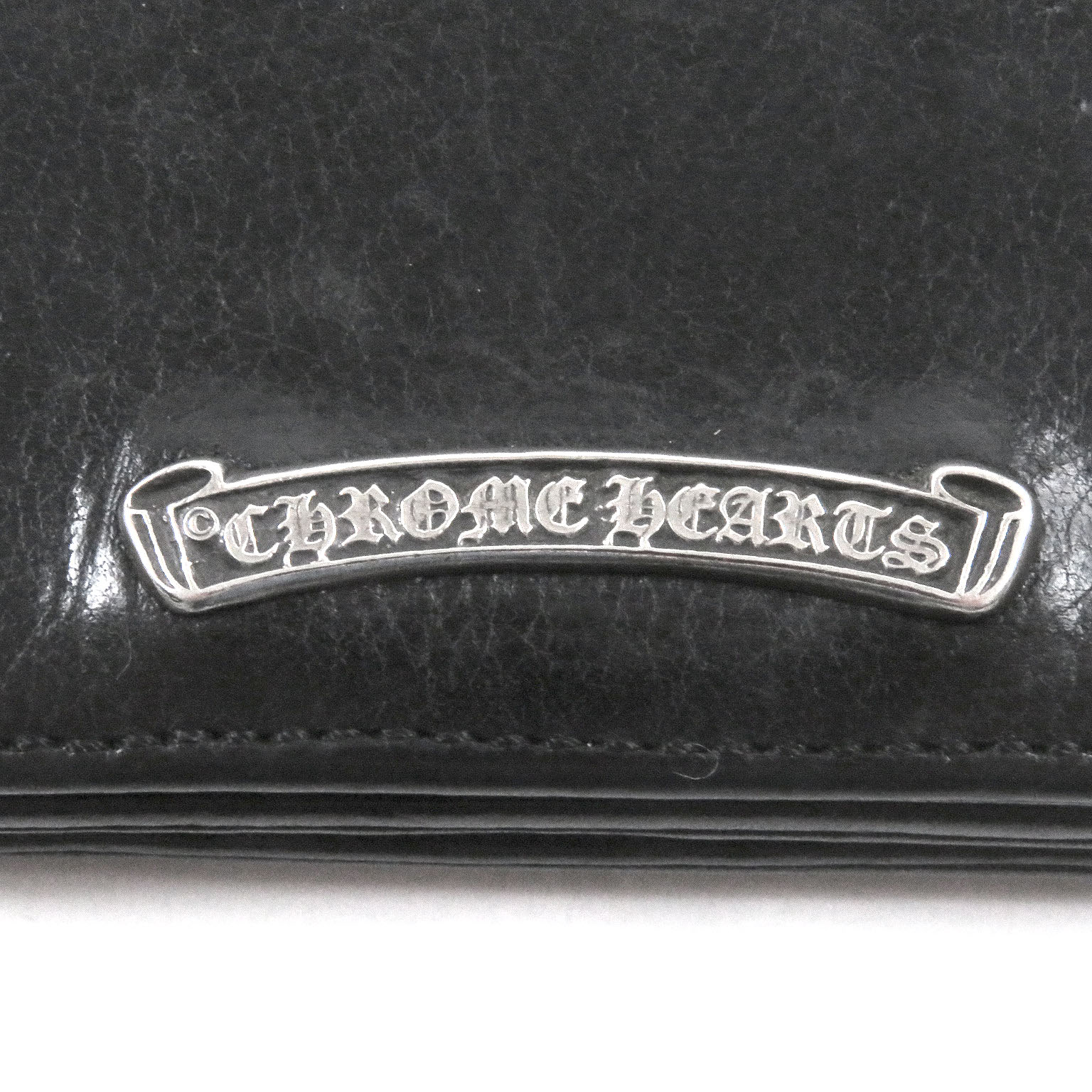 Very Good CHROME HEARTS Card Case Scroll Label 3 Pocket Business