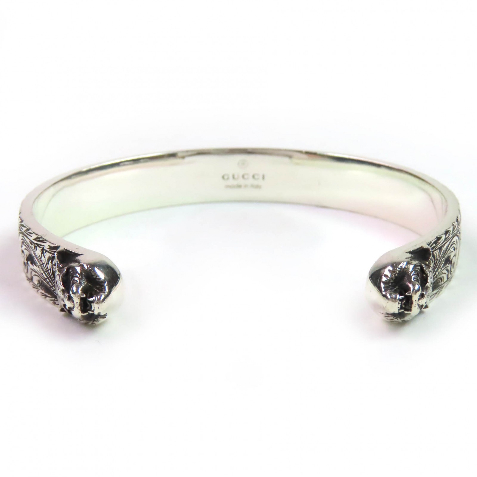 GUCCI Bangle Arabesque motif cat head tiger Bracelet Silver AG925
