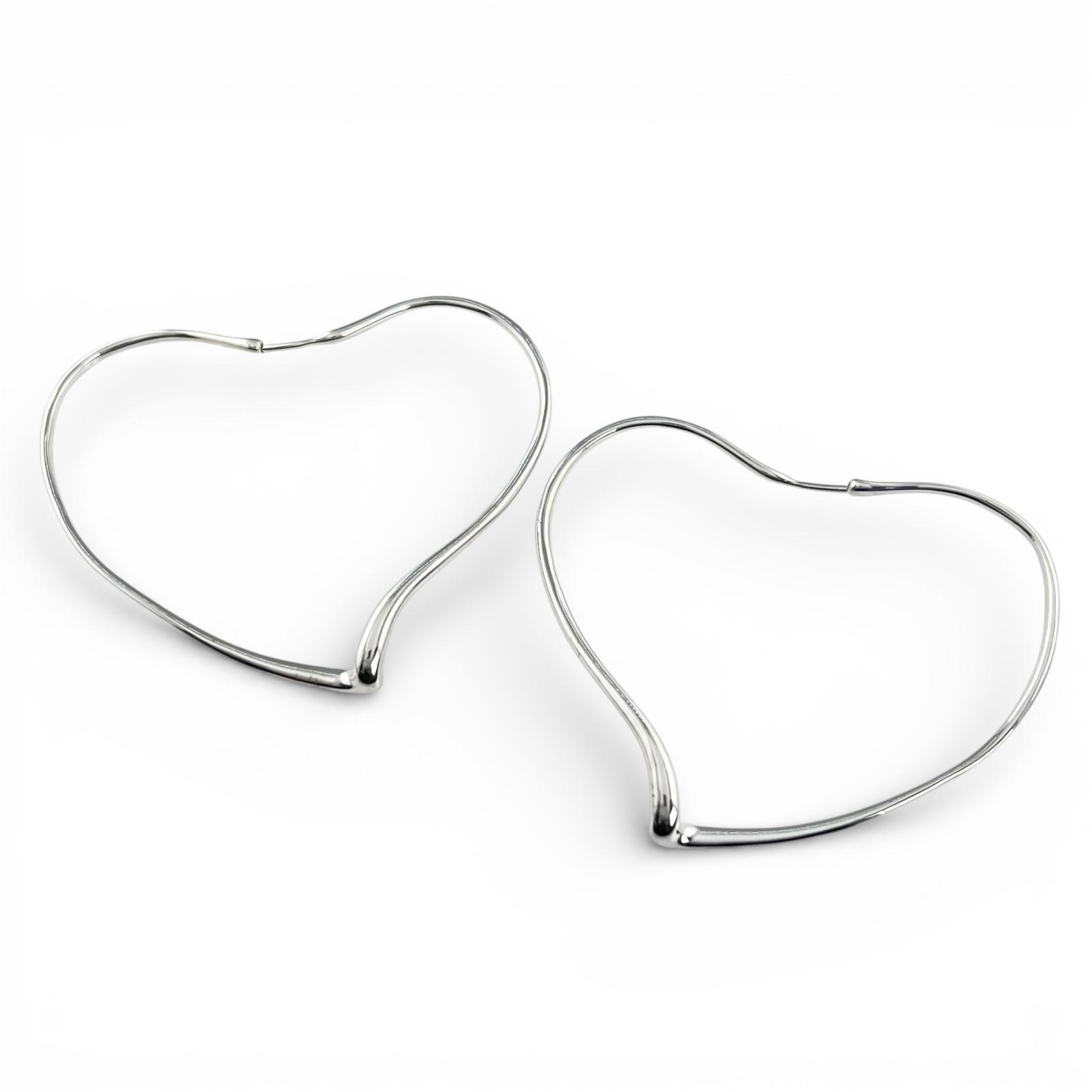 Great TIFFANY&Co. Pierce Elsa Peretti Open Heart Hoop Silver AG925