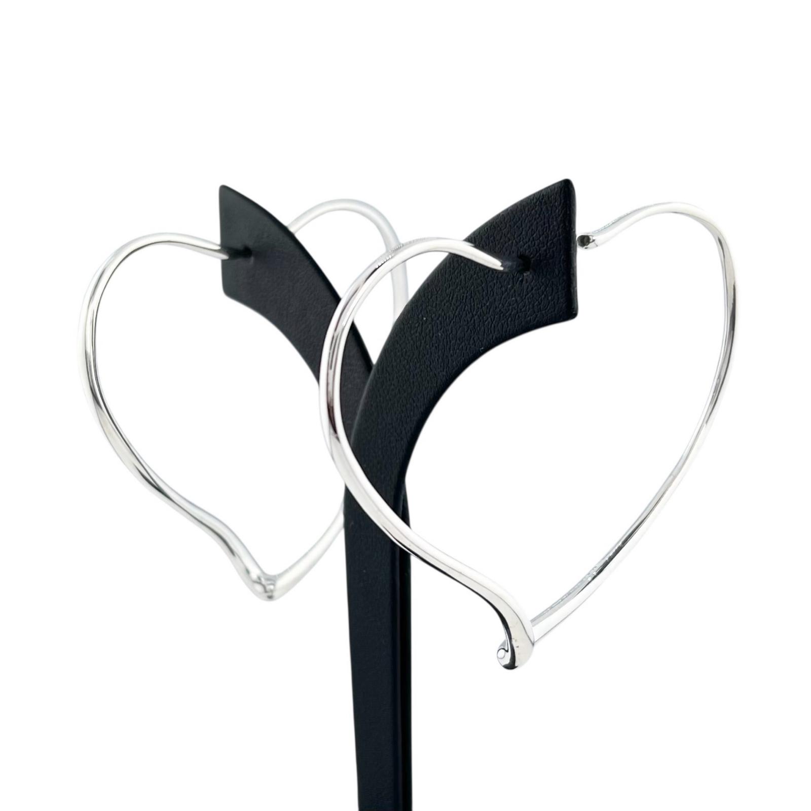Great TIFFANY&Co. Pierce Elsa Peretti Open Heart Hoop Silver AG925