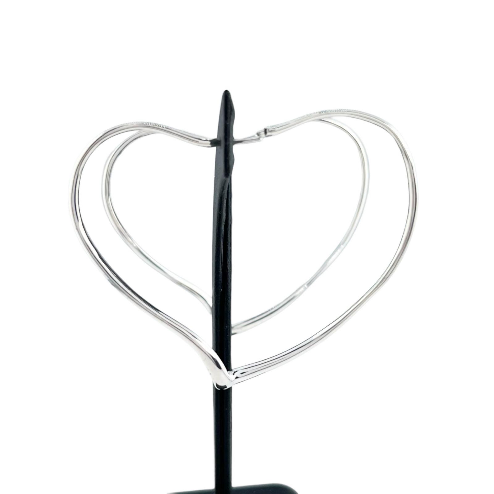 Great TIFFANY&Co. Pierce Elsa Peretti Open Heart Hoop Silver AG925