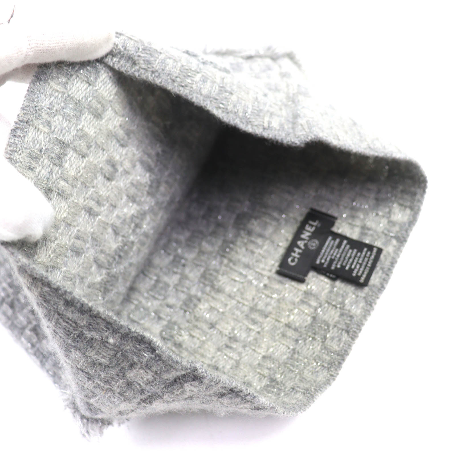 Great CHANEL Knit cap COCO Mark fringe design glitter knit beanie 