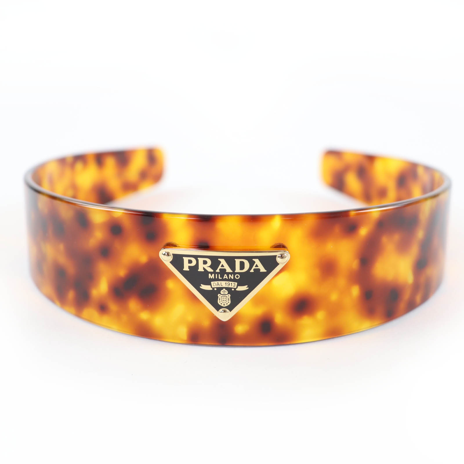 Great PRADA Current Triangle Logo Tortoiseshell Pattern Plex