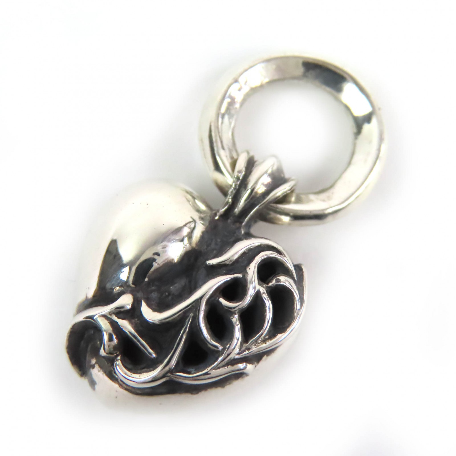 アクセサリー Chrome Hearts Heart pierce Excellent CHROME HEARTS Heart Charm Leather Braid Necklace Old