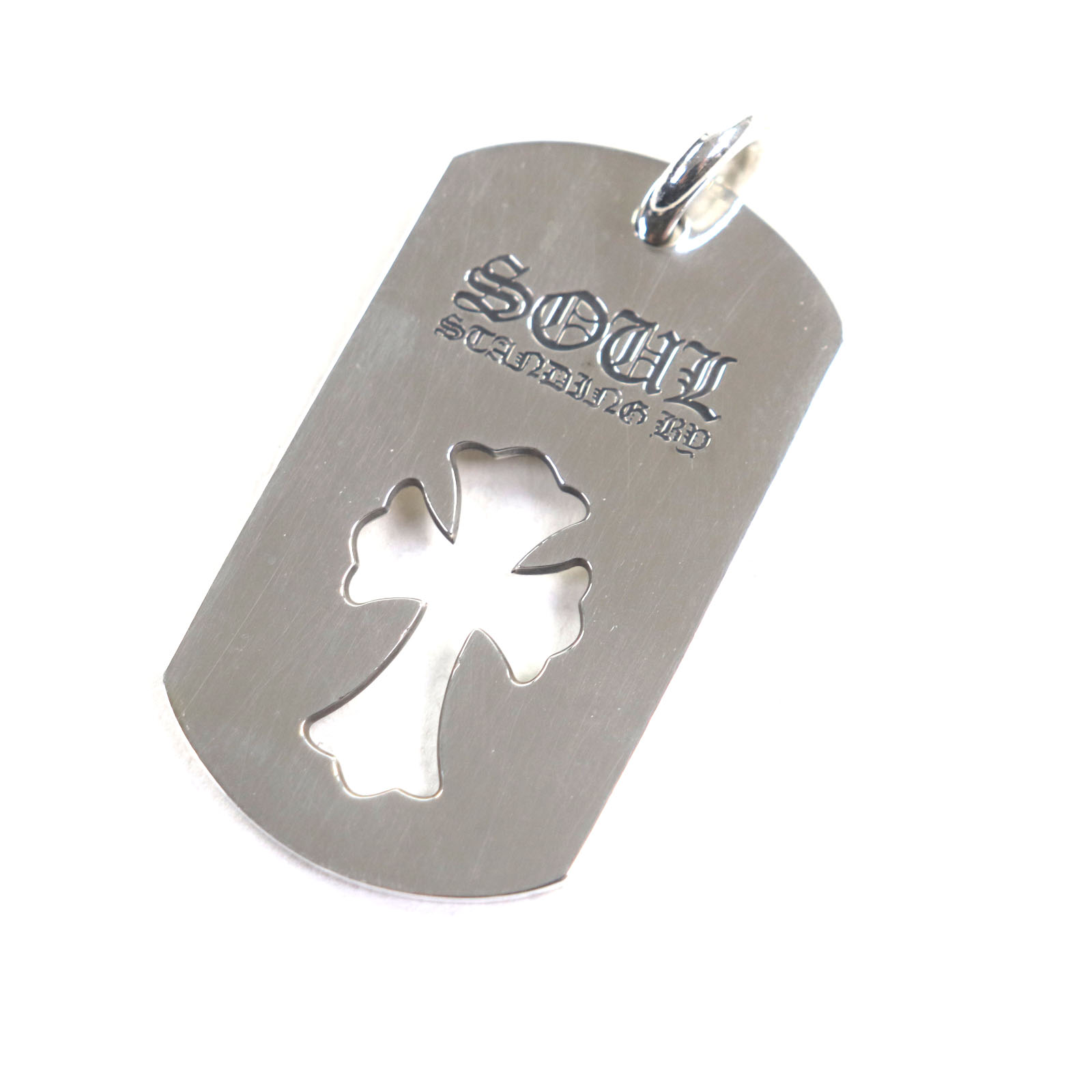 Great CHROME HEARTS Pendant top Cut-out Large Dog Tag with Initial 