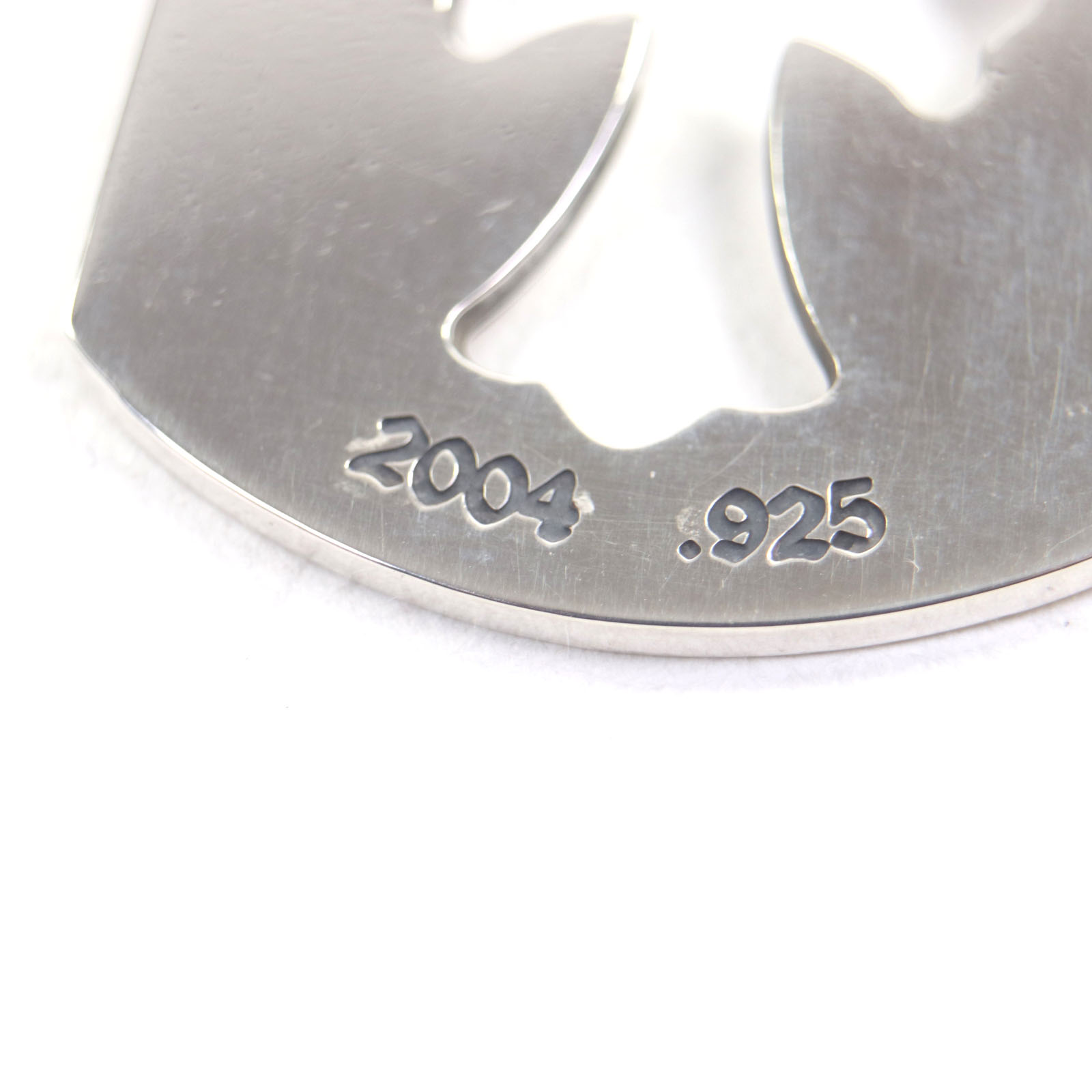 Great CHROME HEARTS Pendant top Cut-out Large Dog Tag with Initial 