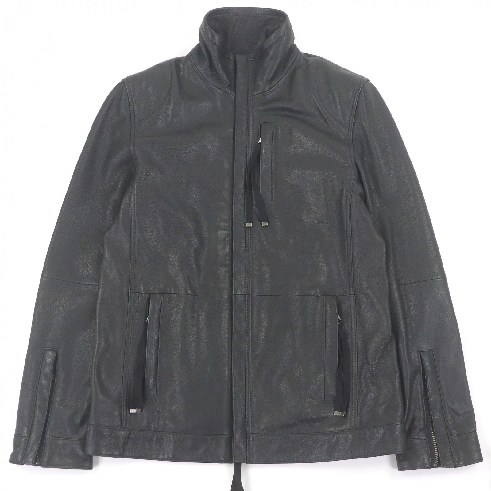 Great DIESEL BLACK GOLD leather jacket Single riders black Cowhide 