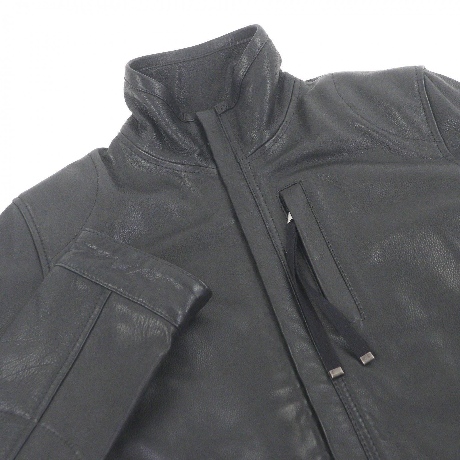 Great DIESEL BLACK GOLD leather jacket Single riders black Cowhide 
