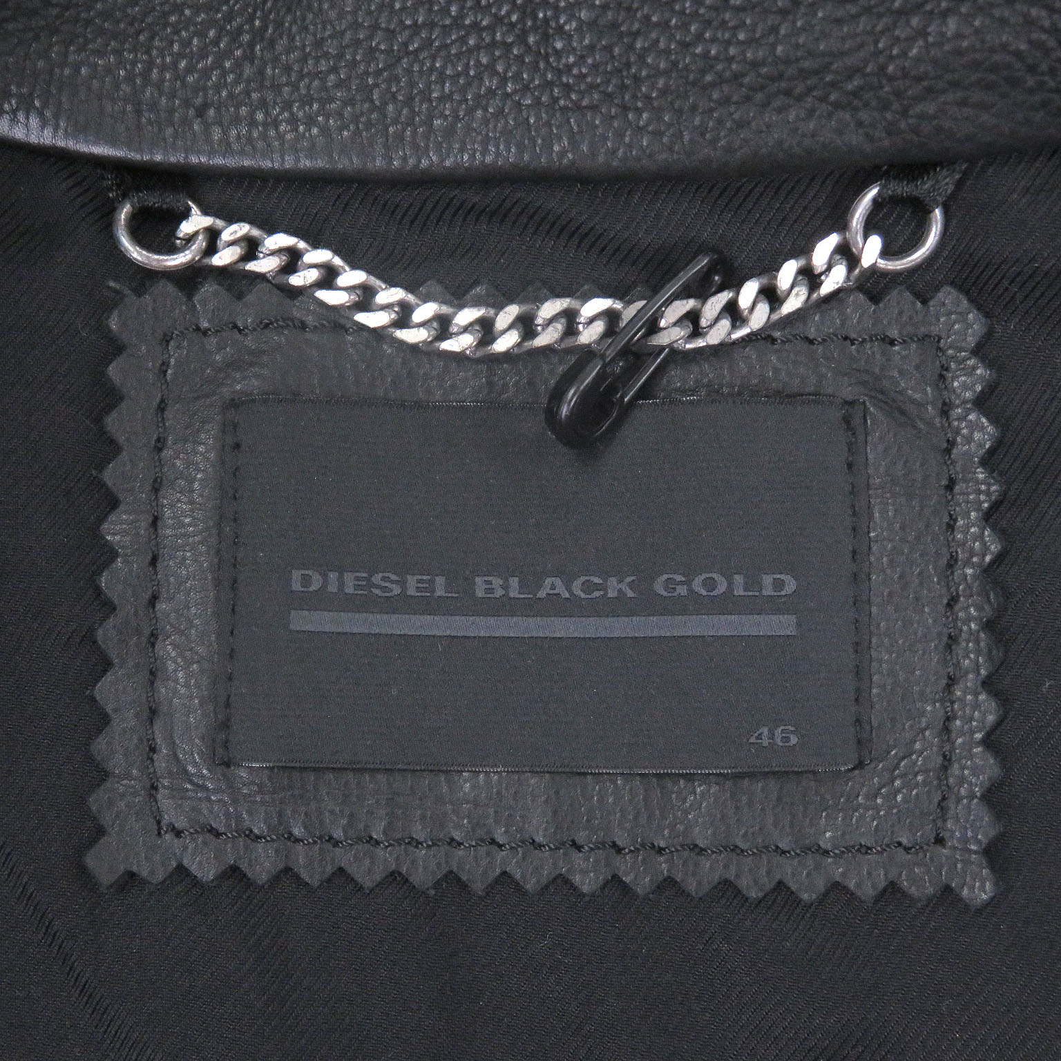 Great DIESEL BLACK GOLD leather jacket Single riders black Cowhide 