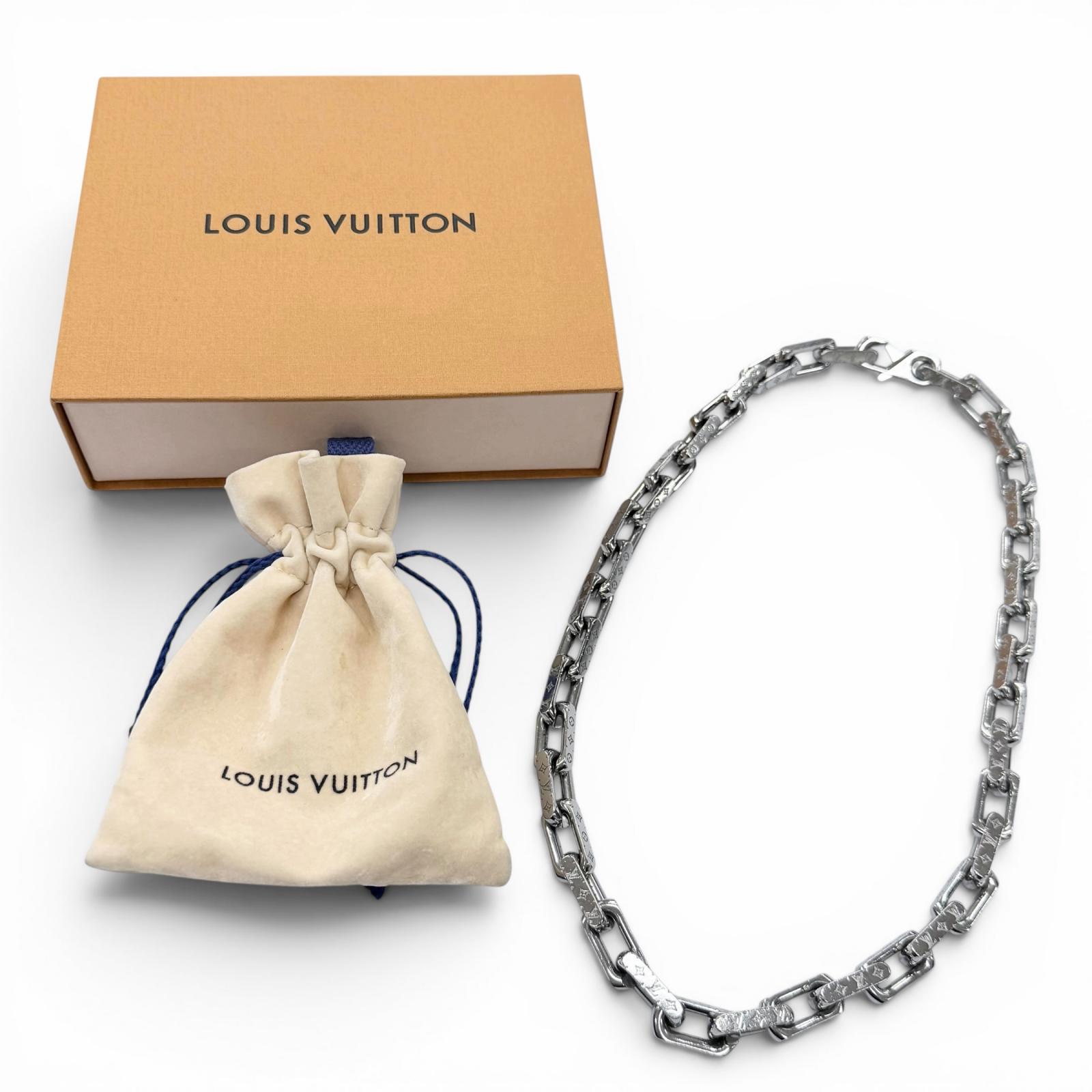 Louis Vuitton Collier Chain Necklace #292290L71B Great LOUIS VUITTON Necklace Collier Chain Monogram Silver  main image 3