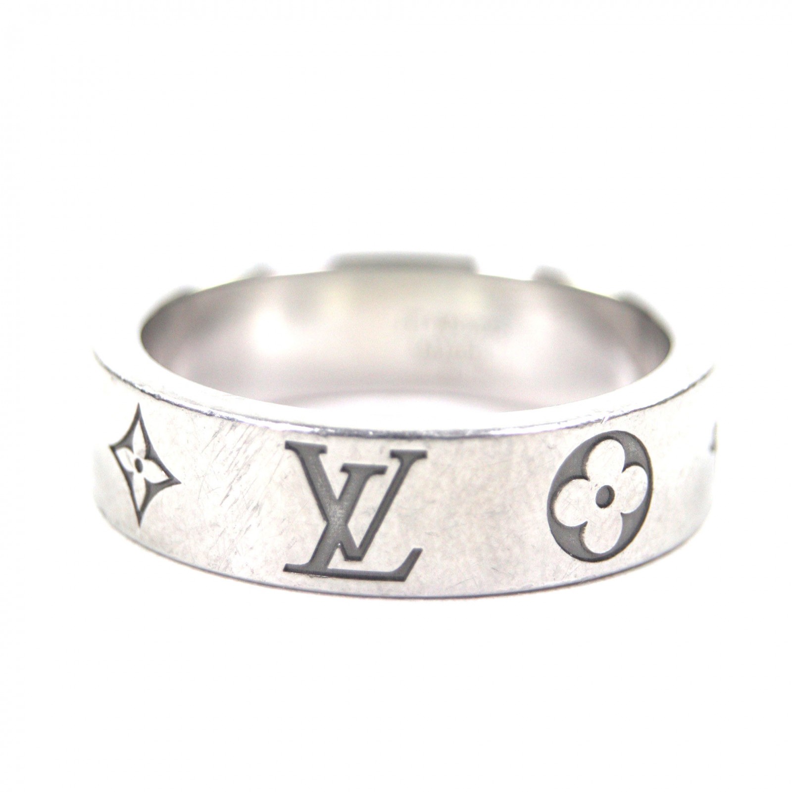 Very Good LOUIS VUITTON Ring LV Mosaic Monogram Silver ー mens L