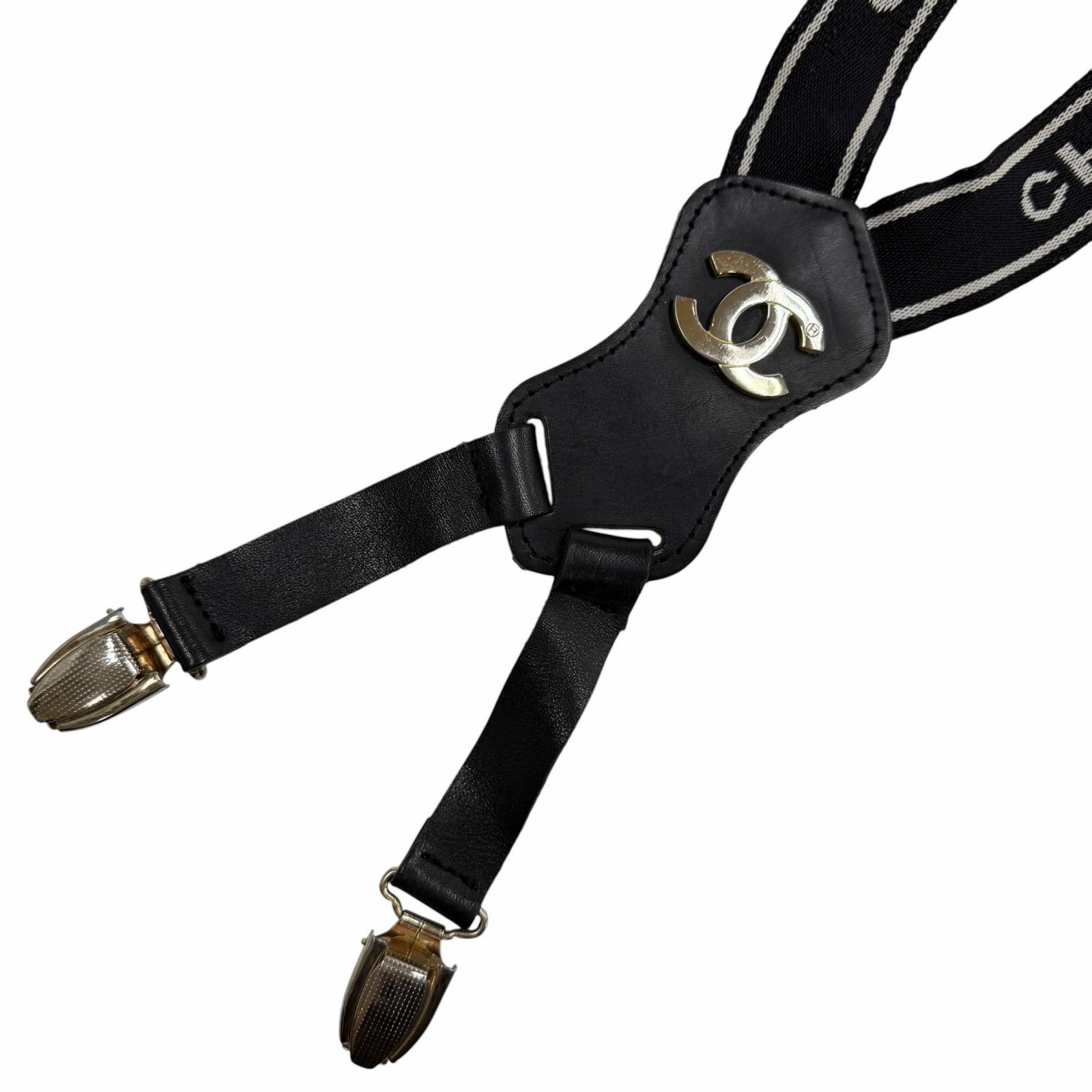 Great CHANEL suspenders black leather Women | eBay