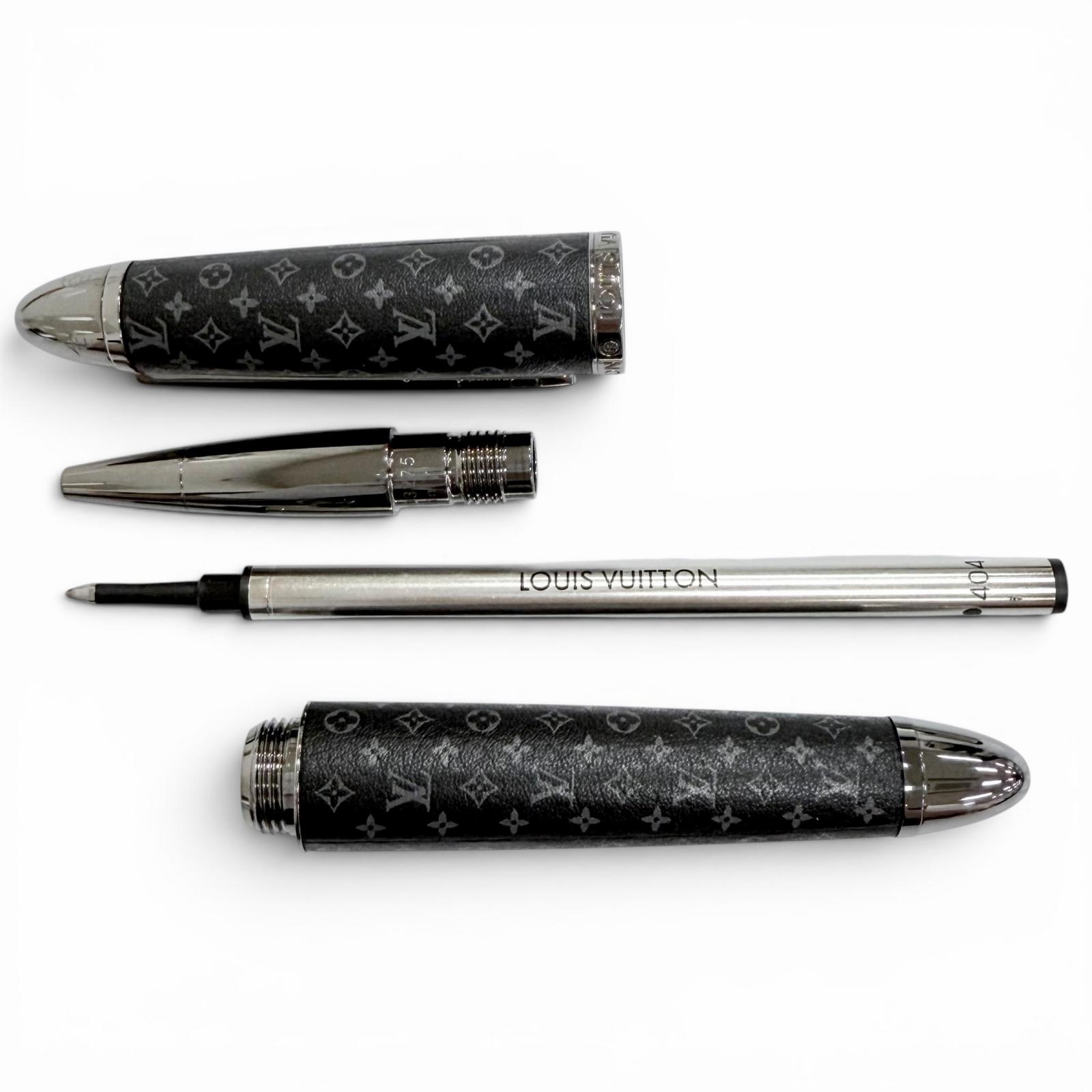 Excellent LOUIS VUITTON Doc Monogram Eclipse Rollerball Pen