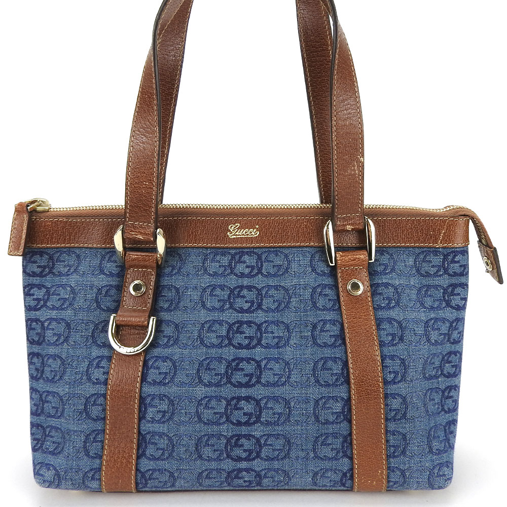 USED GUCCI Handbag 141471 Interlocking denim blue casual | eBay