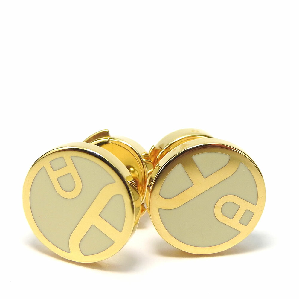【HERMES】vintage pierce USED HERMES Pierce ChÃ©ne Dunkel metal 4.7g gold White gold