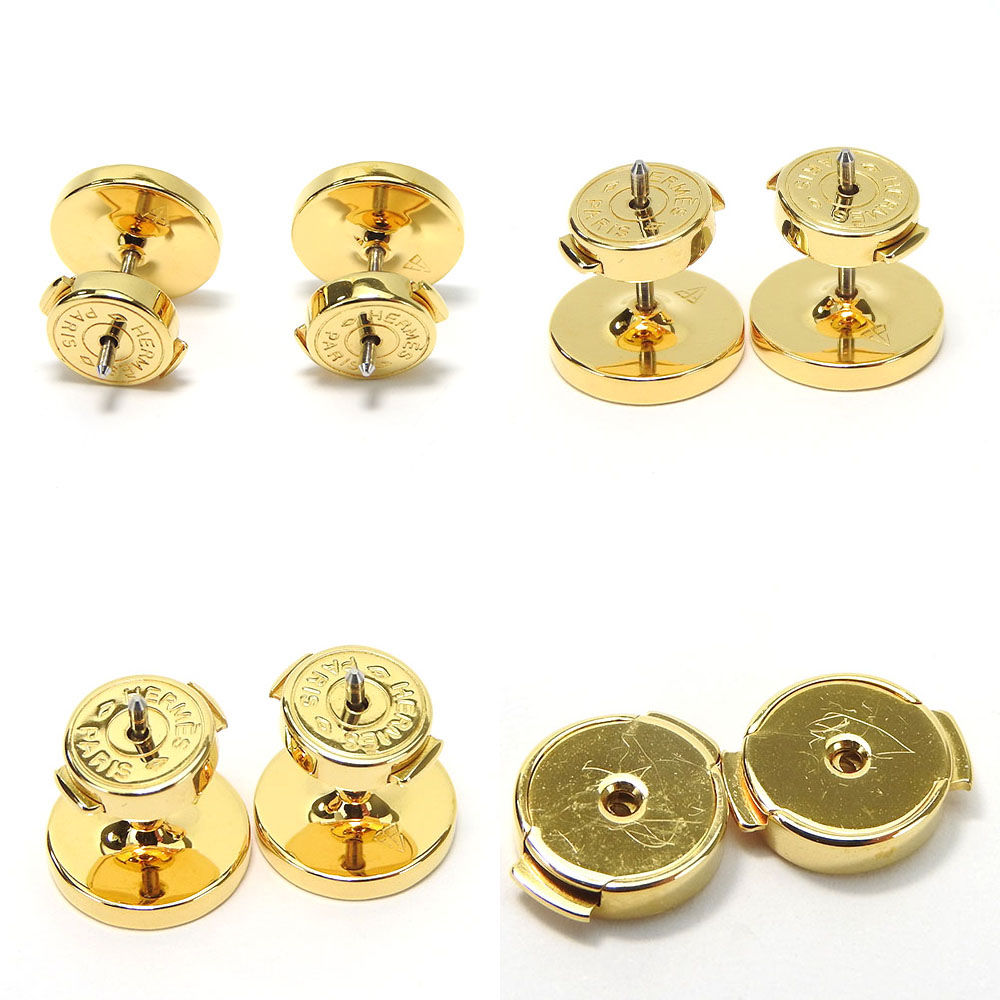【HERMES】vintage pierce USED HERMES Pierce ChÃ©ne Dunkel metal 4.7g gold White gold