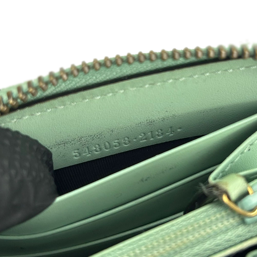 USED GUCCI Purse Zip Around 548058 Sima leather Mint green