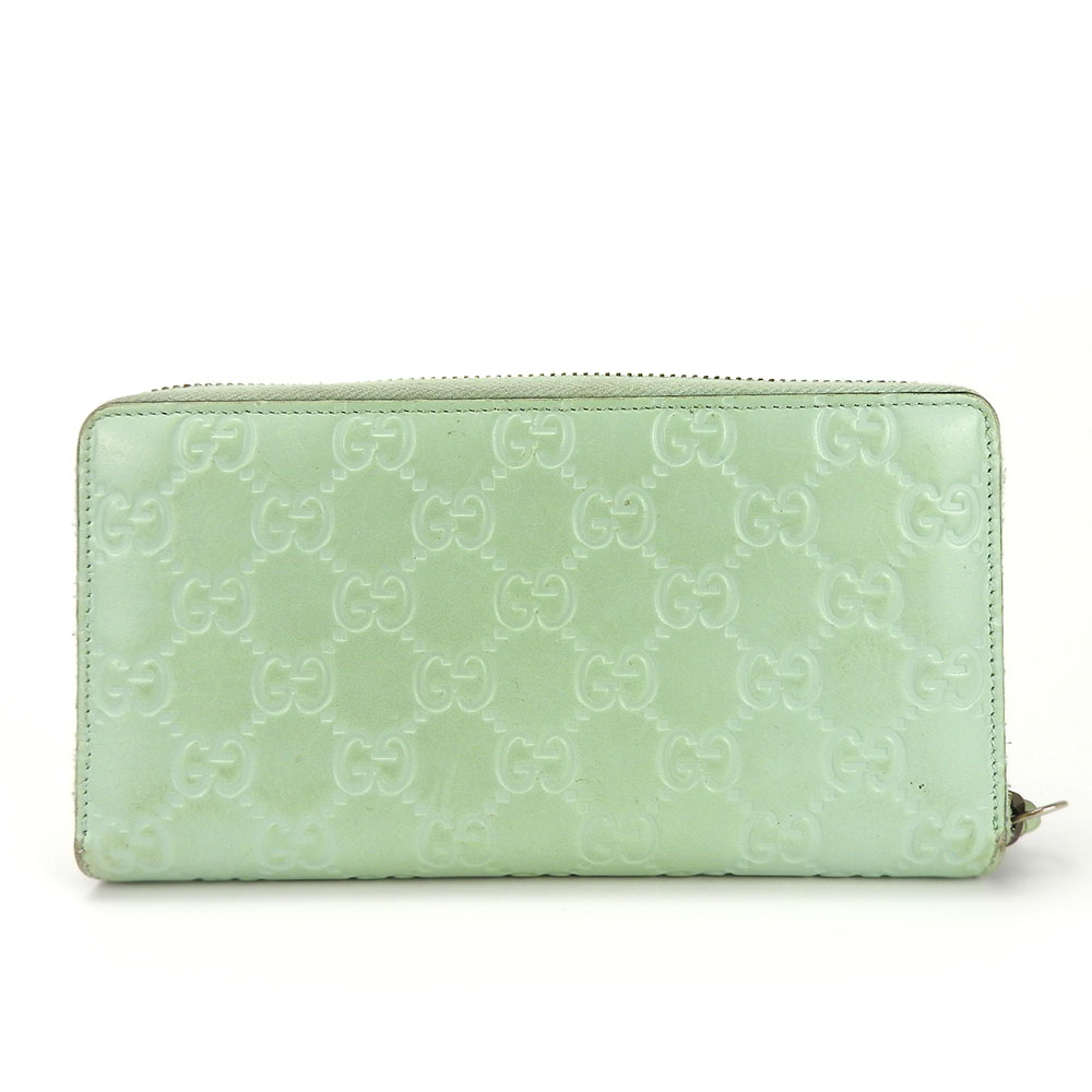 USED GUCCI Purse Zip Around 548058 Sima leather Mint green