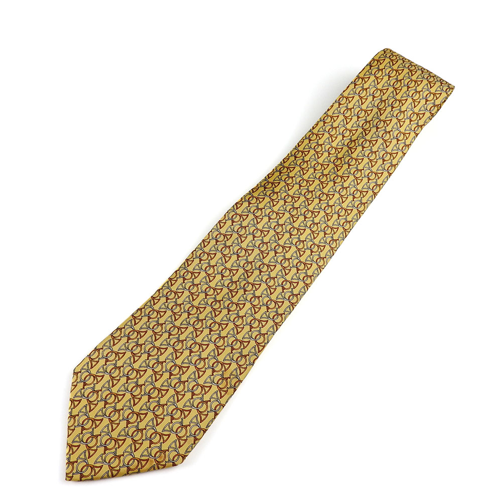 USED Salvatore Ferragamo tie silk yellow business | eBay