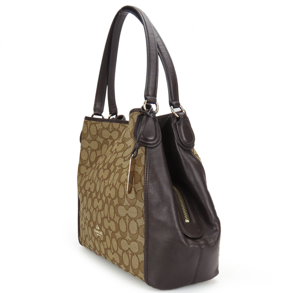 USED COACH Tote Bag 36466 Signature canvas/leather Dark brown