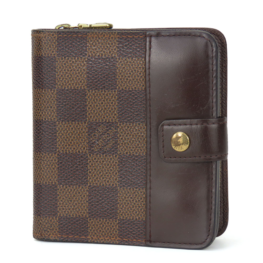 USED LOUIS VUITTON Bifold Wallet Compact zip N61668 Damier Ebene
