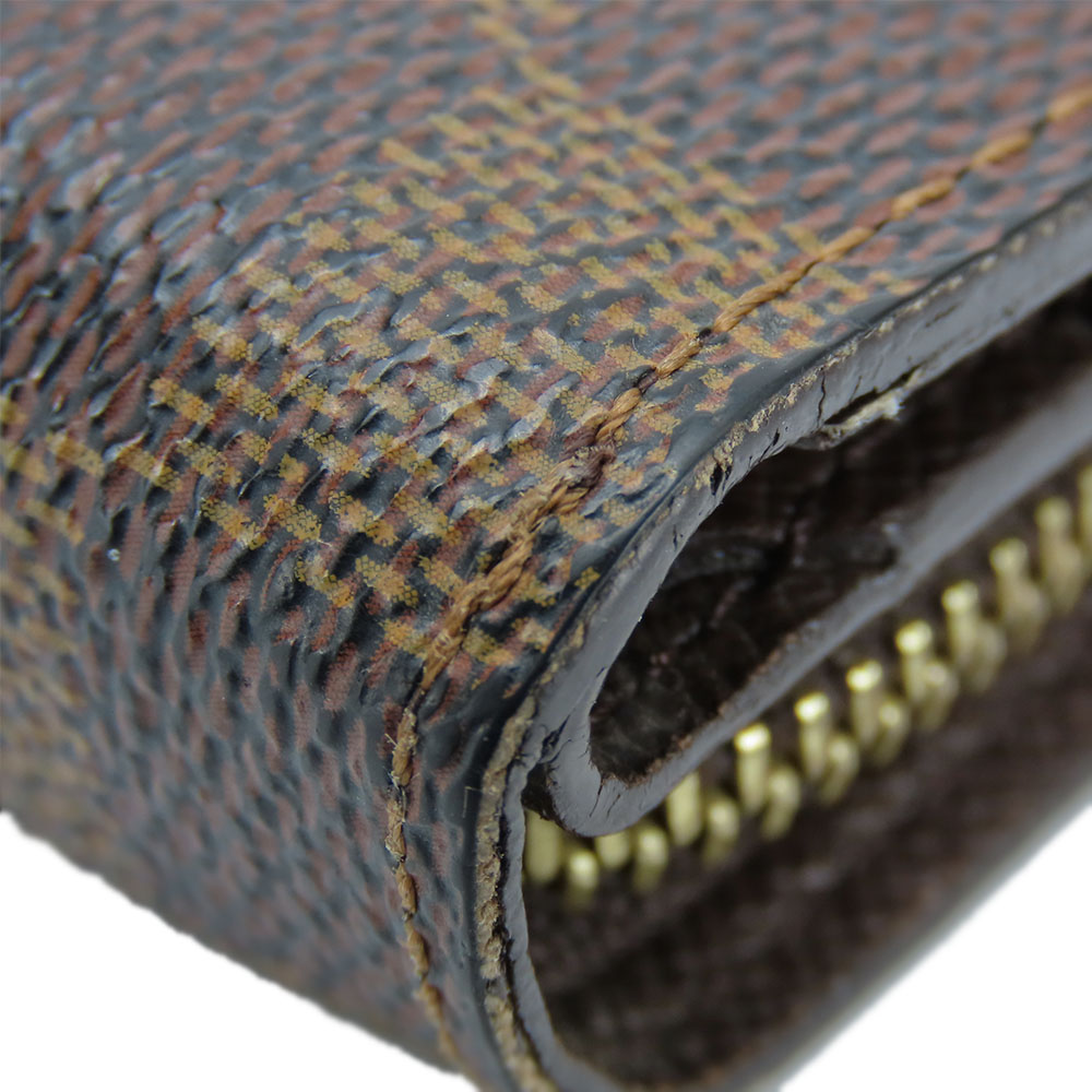 USED LOUIS VUITTON Bifold Wallet Compact zip N61668 Damier Ebene