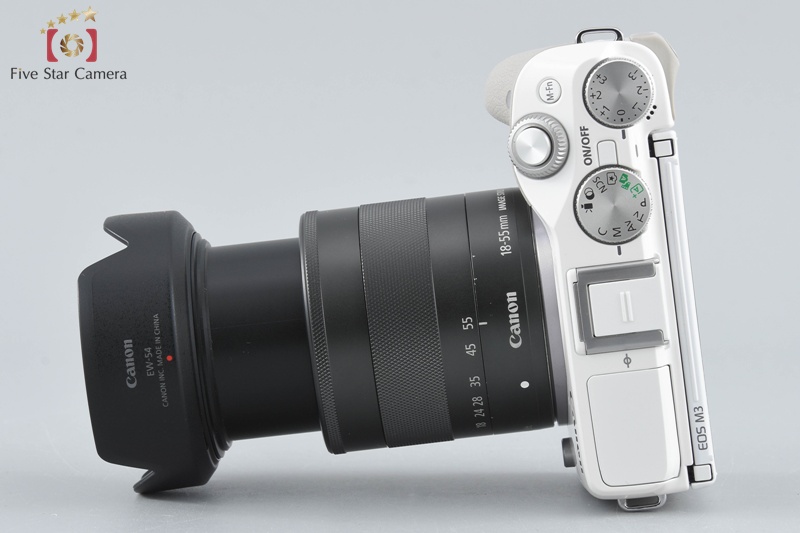Canon EOS M3 White 24.2 MP Digital Camera EF-M 18-55 IS STM Lens