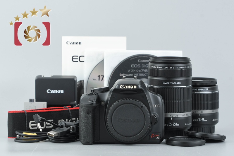 Canon EOS Kiss X2 / Rebel XSi / 450D 12.2 MP 18-55 55-250 Lenses 