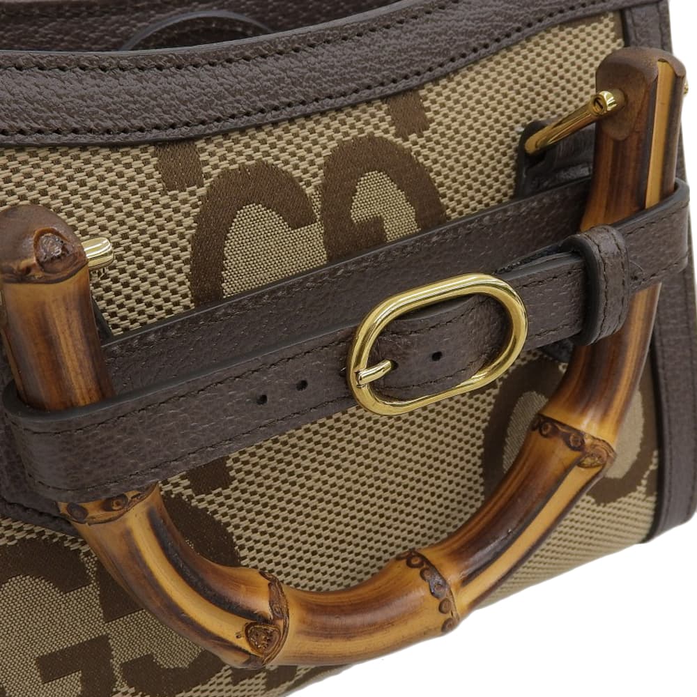 GUCCI Jumbo GG Diana Mini Tote 2WAY Handbag Crossbody Bamboo