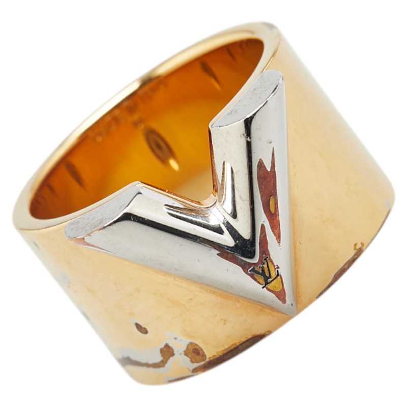 ルイヴィトン エセンシャルVリング ゴールド/シルバー Mサイズ M61085 Louis Vuitton M61085 Ring Essential V 7-8 US Size Gold