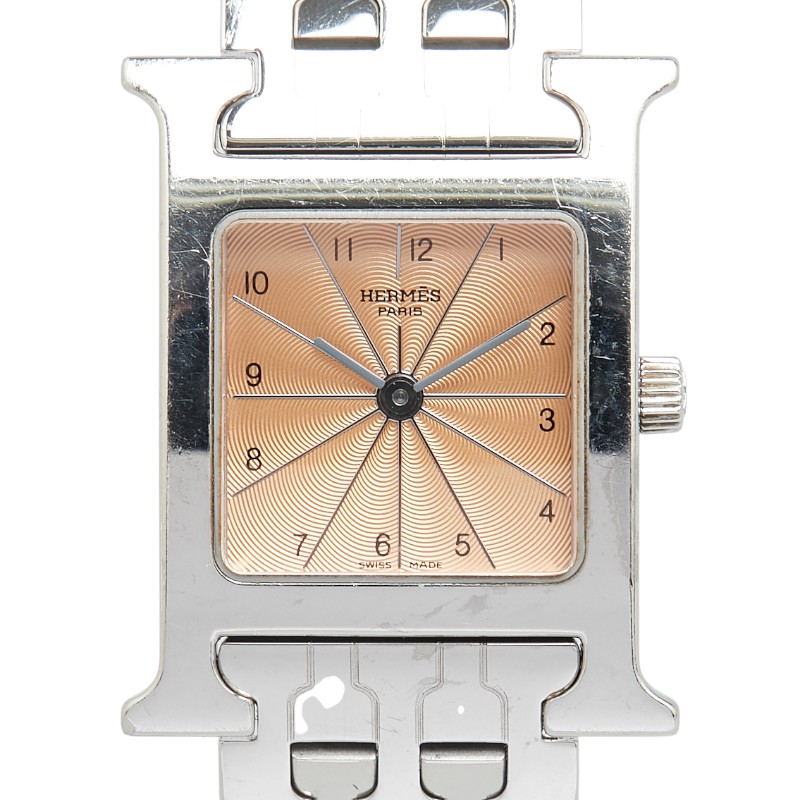 HERMES H watch Watches HH1.210 Quartz Orange dial Women 【Used