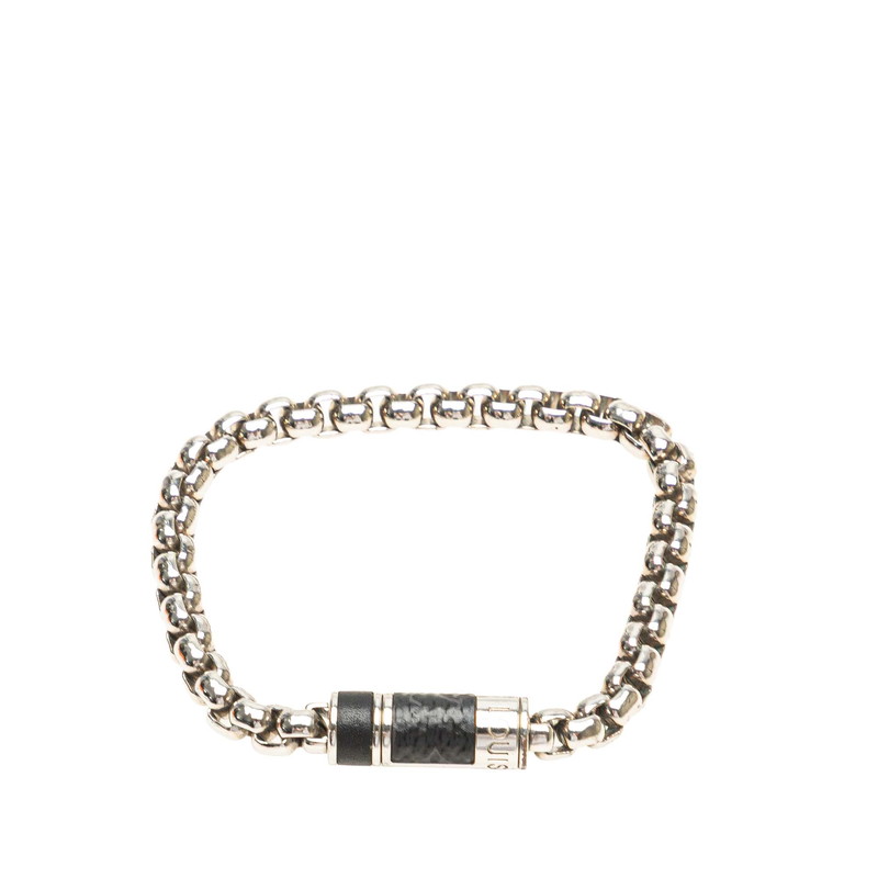 LOUIS VUITTON Monogram Eclipse chain bracelet M63107 mens 【Used