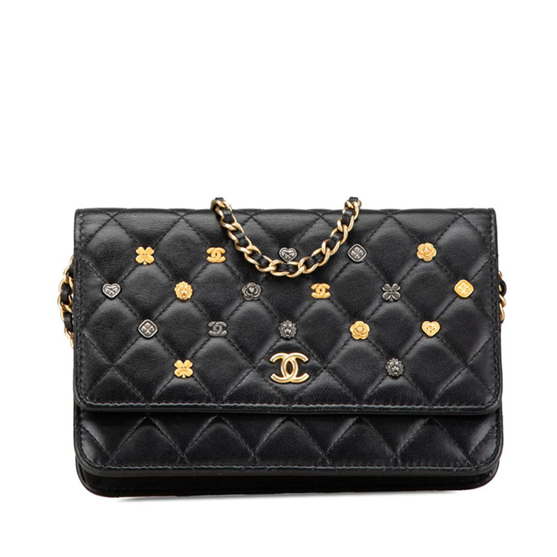 CHANEL Matrasse COCO Mark Camellia Clover Heart Shoulder wallet bag 【Used】