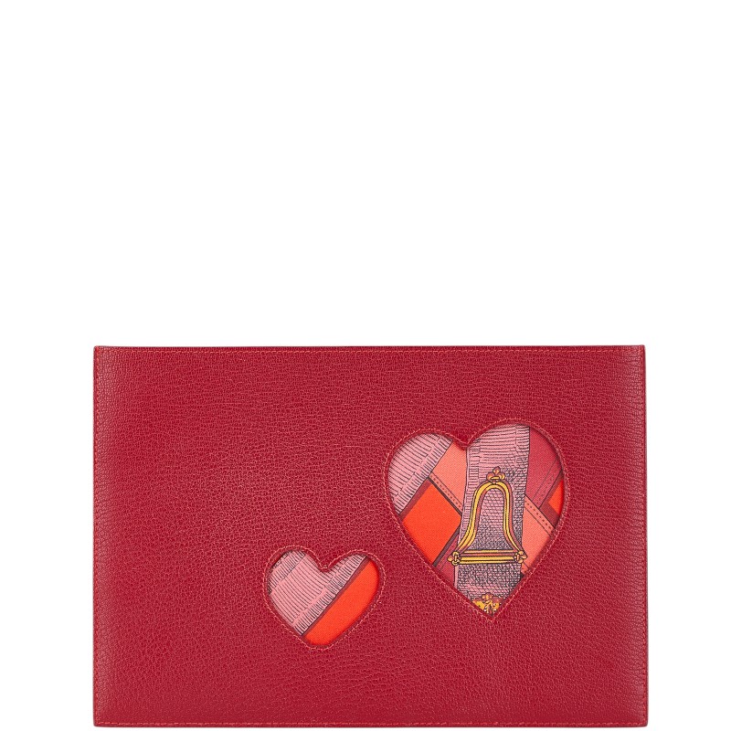 HERMES Petite Ash Silk in Heart Clutch bag Women 【Used】