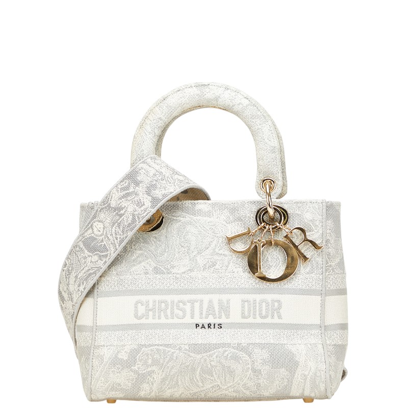Dior Lady Dior Embroidery Handbag Shoulder Bag 2WAY Women 【Used