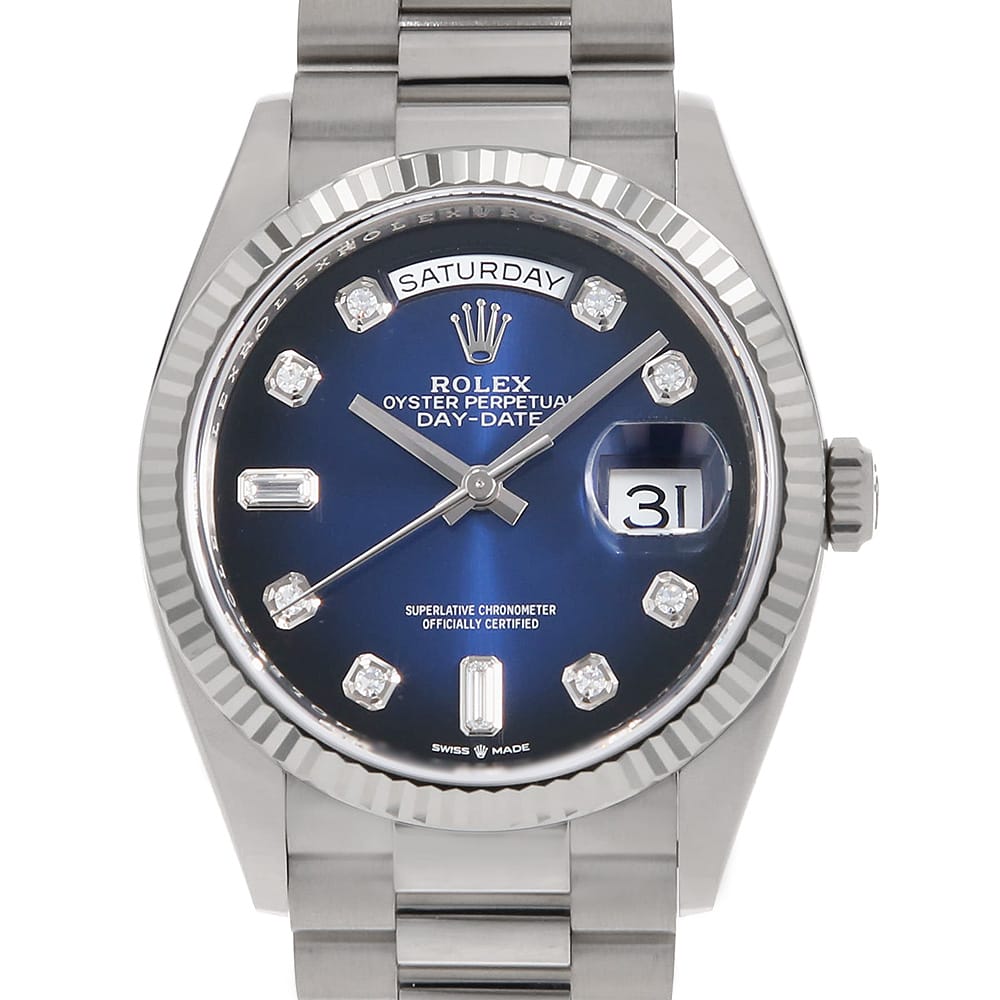 ROLEX Day date 8P diamond / 2P baguette diamond 128239A Blue