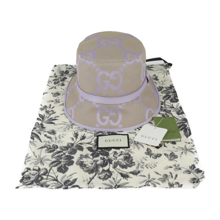 GUCCI hat 730336 Bucket hat Jumbo GG hat SizeM canvas 