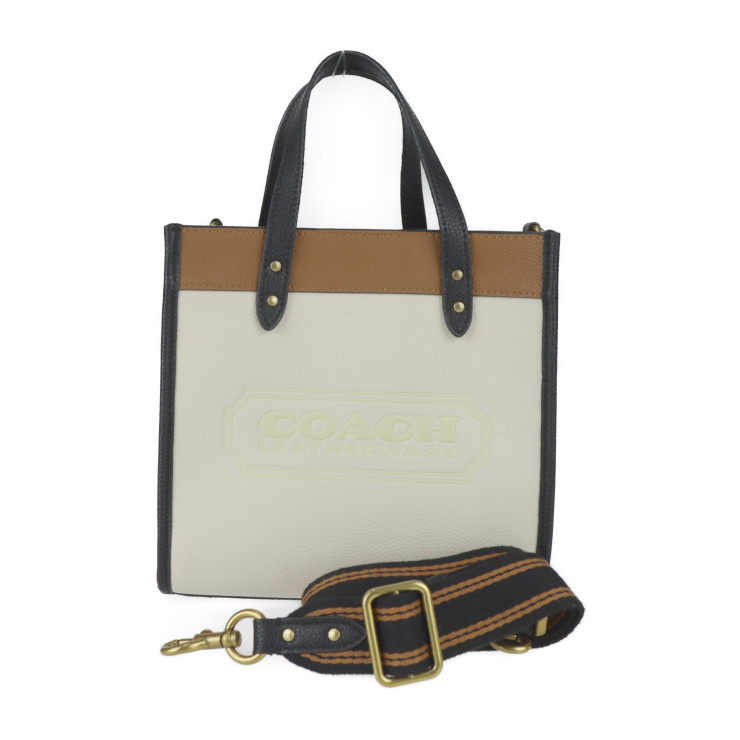 COACH Handbag C3461 Field tote 2WAY Shoulder Bag leather Chalk 