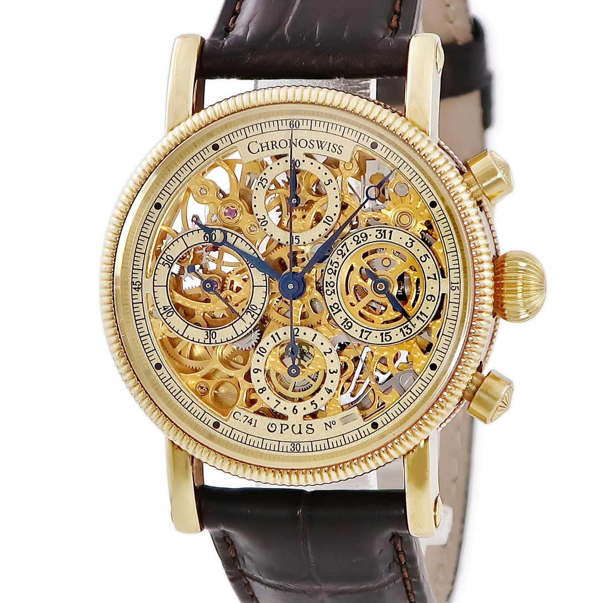 CHRONOSWISS Opus CH7521 18K Yellow Gold Chronograph Date Skeleton