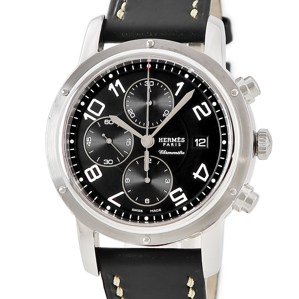 HERMES Clipper Chronograph CP1.910.330 Date Black Small 