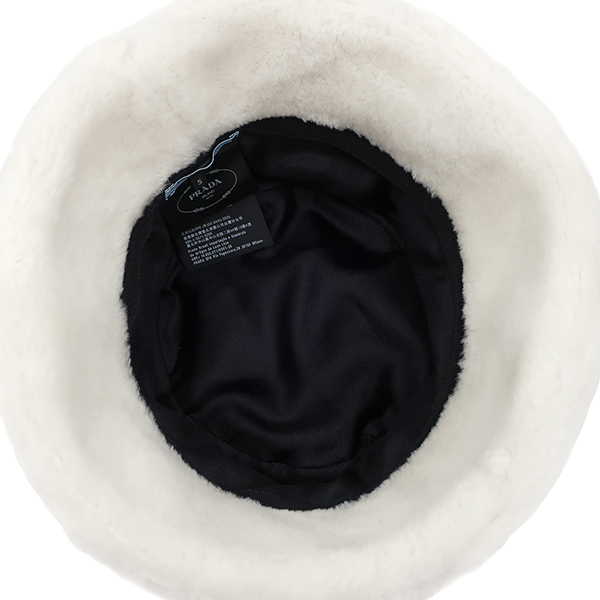 PRADA hat Shearling Bucket Hat 1HC137 Sheepskin Sheep fur white