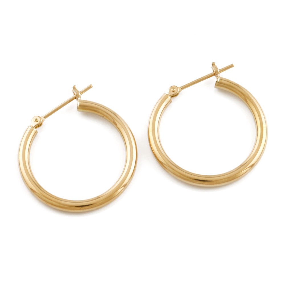 ピアス LESS IS MORE 14K Gold 18mm Pipe Ring Earrings 14k gold 18mm pipe ring earring - 레스이즈모어