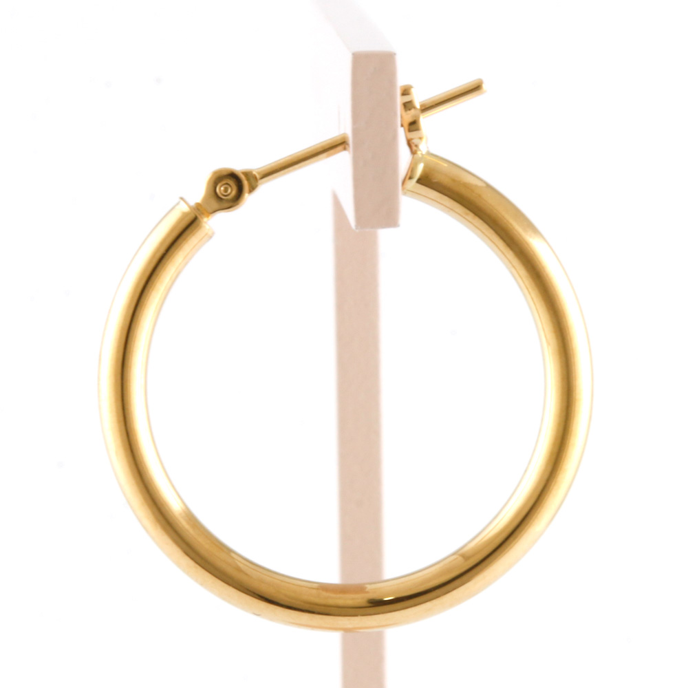 new earring K18 Gold Hoop pipe ring 2x20 | eBay