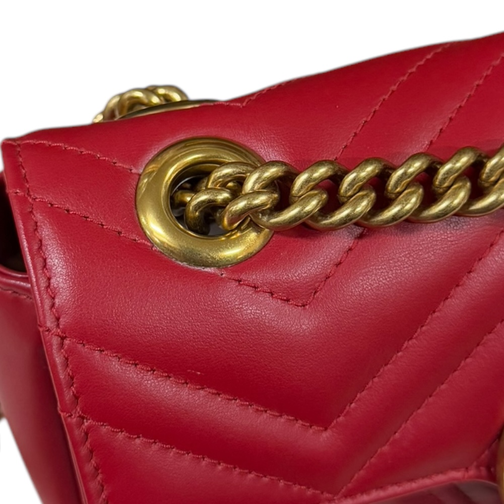 GUCCI Shoulder Bag Cross Body 446744 leather Chain GG Marmont used