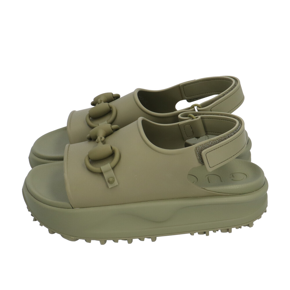 GUCCI / サンダル/--/GRN/747752 GUCCI Sandals 747752 rubber Horsebit Flatform rubber sandals used