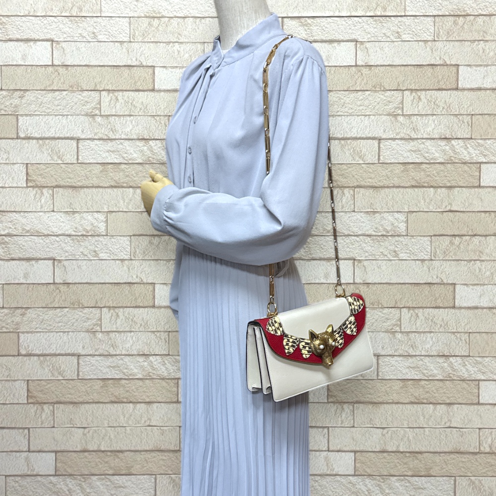 GUCCI Fox Shoulder Bag 466433 leather Broche used | eBay