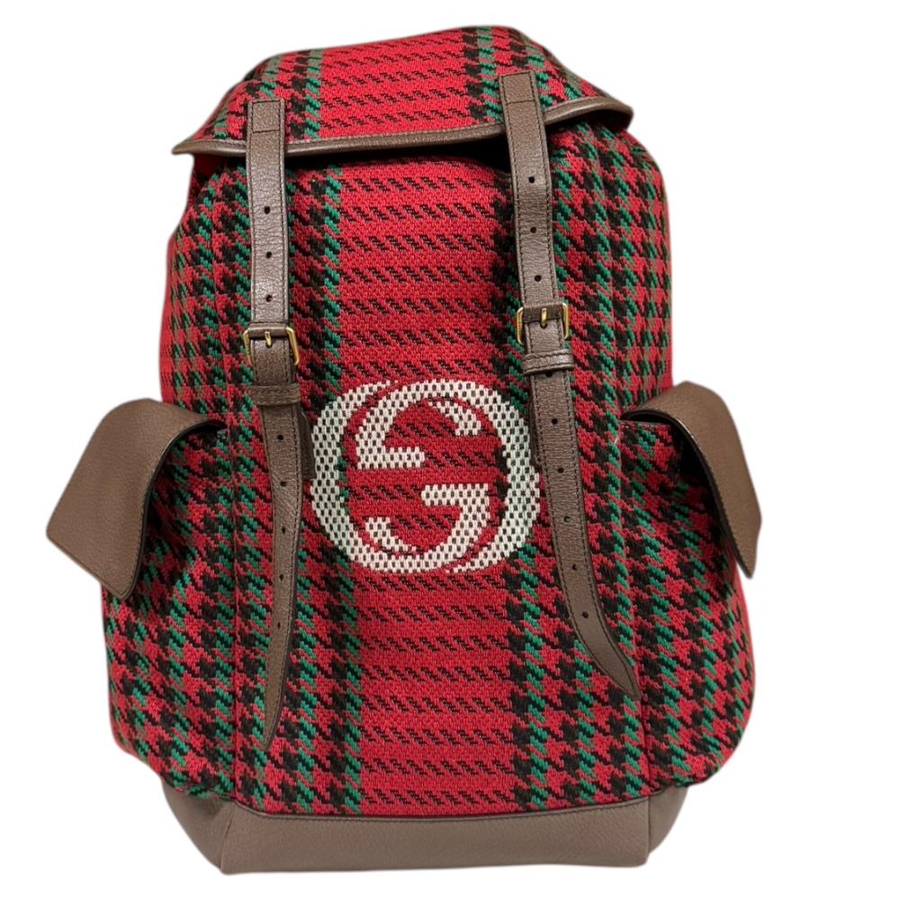 GUCCI Houndstooth and Stripes Backpack Â· Daypack 625939 wool