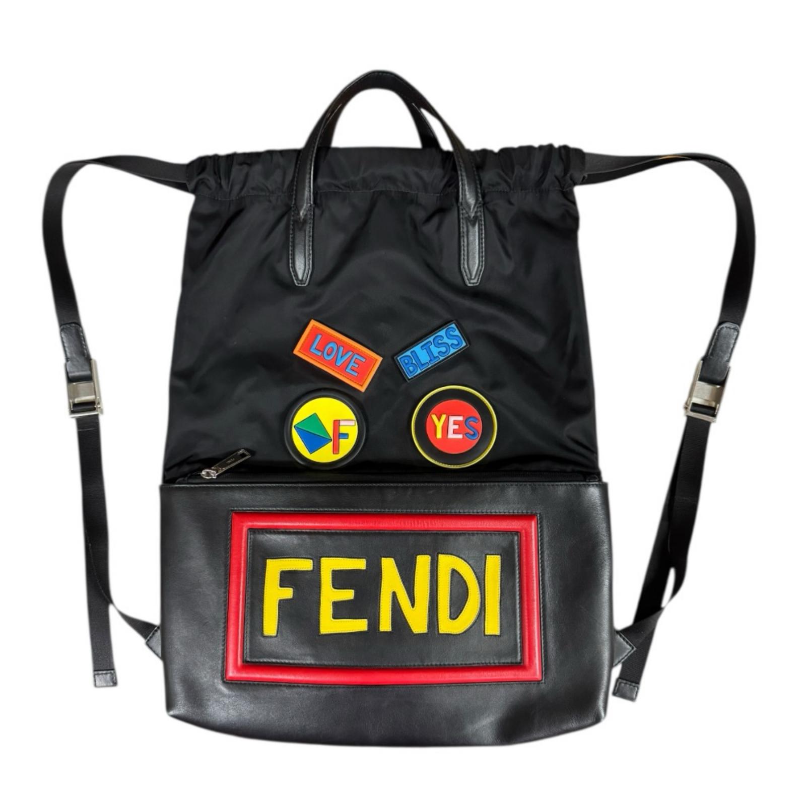 FENDI Backpack Â· Daypack 7VZ034 Nylon leather Logo face used | eBay